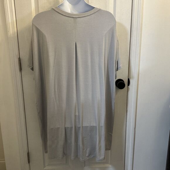 NWT Stars Above 3X Gray White Striped Sleep Shirt Dress Lounge Nightgown - Picture 2 of 16